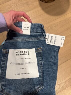 Good American Good Boy Straight Jeans - Medium Blue Denim